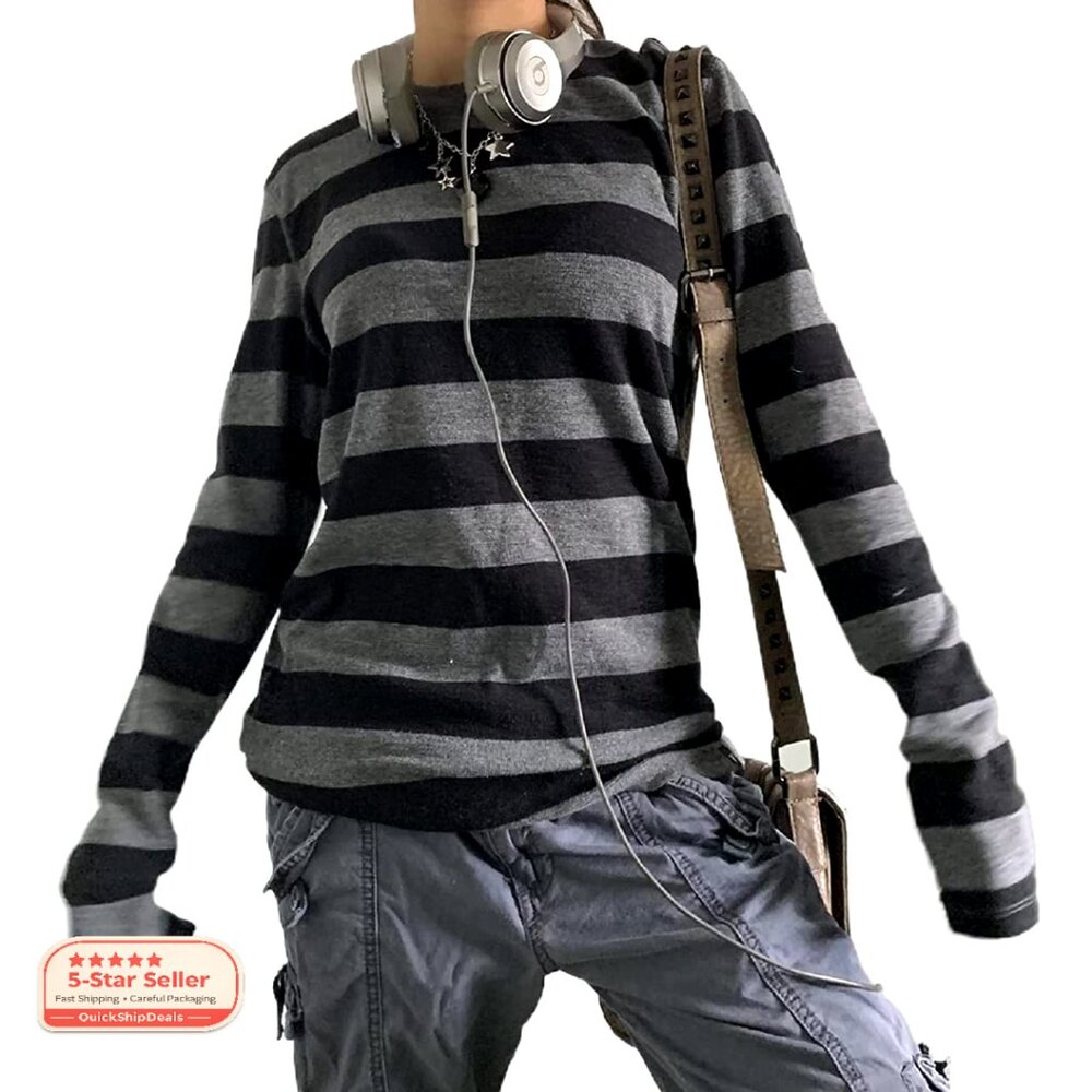 Long Sleeve Graphic Tee, Y2K Fairy Grunge Style, Polyester, Slim Fit